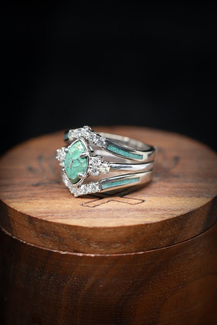 ?Bague en argent avec diamant turquoise naturelle-1