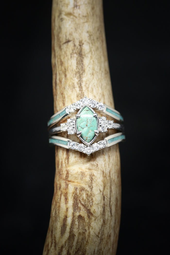 ?Bague en argent avec diamant turquoise naturelle-7